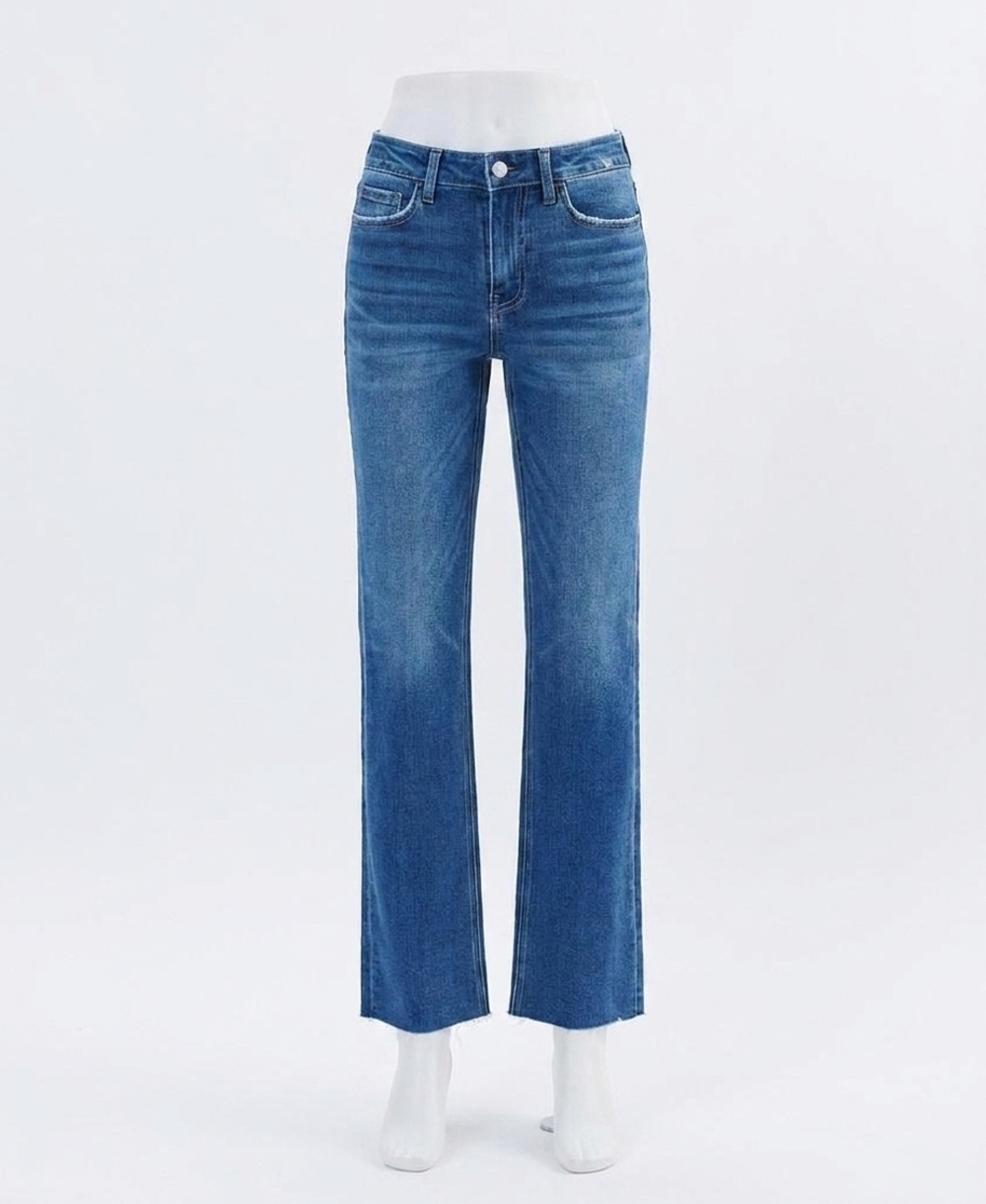 NEW FLYING MONKEY high rise straight raw hem jeans in raptureously